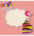 birthday card with cake and balloons vector image