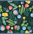 seamless pattern with cactuses and succulents vector image