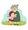girl hugging her grandmother vector image