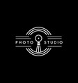 photo studio vintage retro emblem white linear vector image