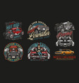 colorful vintage custom cars emblems vector image