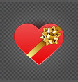 red shiny heart shape isolated on transparent vector image vector image