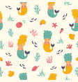 seamless pattern with cute mermaids vector image vector image