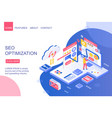 seo optimization isometric landing page vector image