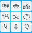 farm icons set with eggs corn soil and other vector image vector image