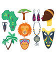 africa icons jungle tribal and maasai vector image
