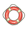 hand drawn sketch of lifebuoy in red and white vector image vector image