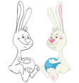 bunny and ball vector image vector image