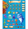 game template with sea animals background vector image vector image