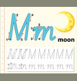 letter m tracing alphabet worksheets vector image