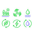 leaf and water drop outline icon linear style vector image vector image