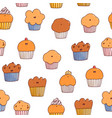 muffins and cupcakes cartoon pattern vector image vector image