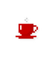 Pixel art 8-bit red cup with drink Royalty Free Vector Image