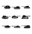 set military tank black icon consist teen vector image vector image