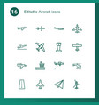 16 aircraft icons vector image vector image