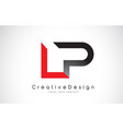 red and black lp l p letter logo design creative vector image