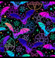 seamless pattern of bright bats in a stylized vector image vector image
