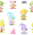 seamless pattern with cute gnomes for happy easter vector image vector image