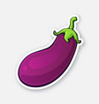 sticker purple eggplant with green stem vector image vector image