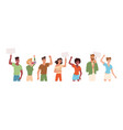 people with protest banners angry protesters vector image