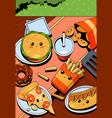 fast or junk smiling food with face pop art vector image vector image
