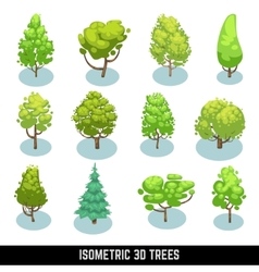 Low poly isometric trees Royalty Free Vector Image