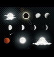 realistic moon phases with clouds vector image vector image