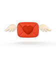 3d realistic mail envelope with wings and heart vector image vector image