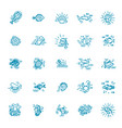 marine life icon set outline icons vector image vector image