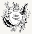 monochrome greeting card of tropical leaves vector image vector image