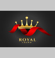 royal crown background with red ribbon vector image