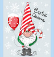 cartoon gnome on a blue background vector image