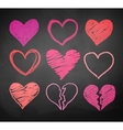 chalk drawn hearts vector image vector image