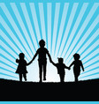 children silhouette in paradise landscape color vector image vector image
