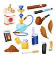 cigarette and tobacco icon set smoke product vector image vector image