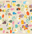 seamless pattern with cute baby insects flowers vector image