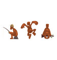 cute funny hairy bigfoot set friendly mythical vector image