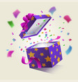 realistic surprise gift box vector image vector image