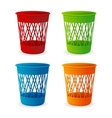 plastic basket set trash bins on white vector image