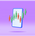 3d growth stock diagram on mobile phone vector image