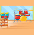 different musical instruements in room vector image