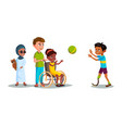 cartoon disabled teen kids playing set vector image vector image