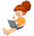 Girl using laptop Royalty Free Vector Image - VectorStock