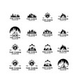 set collection wooden cabin and mountain pine vector image