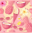 flowers and exotic fruits seamless pattern vector image