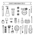 hand drawn set of make up and cosmetics vector image