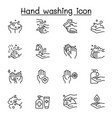 hand washing icon set in thin line style vector image