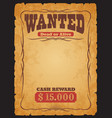 western wanted banner dead or alive retro poster vector image vector image