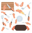 cooking hands female holding kitchen vector image