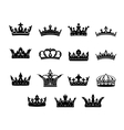 set of black and white royal crowns vector image